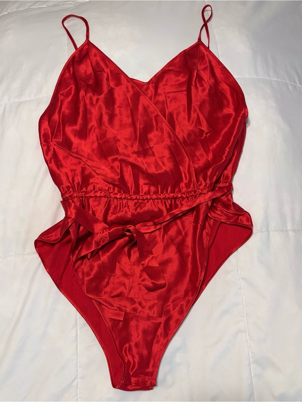 Victoria Secret Red Silk One-Piece Bodysuit